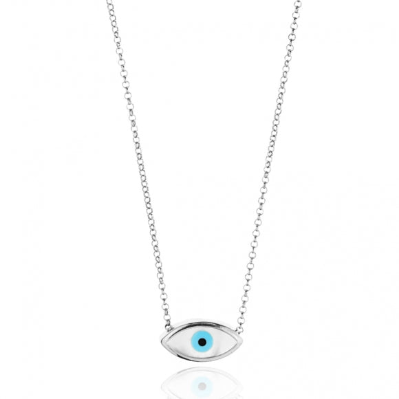 Gregio Wish Luck/ Lucky Moments Necklace w/ Evil Eye & Cross - Silver