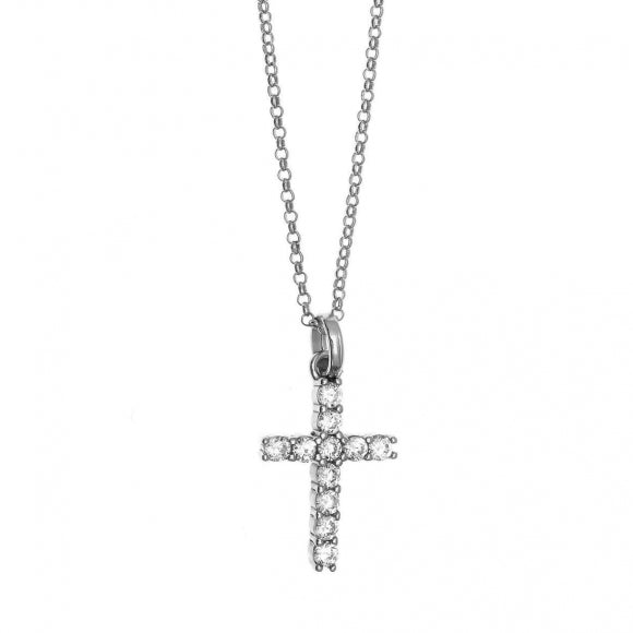 Gregio Simply Me/ Simple & Classy Necklace w/ Cz Cross - Silver