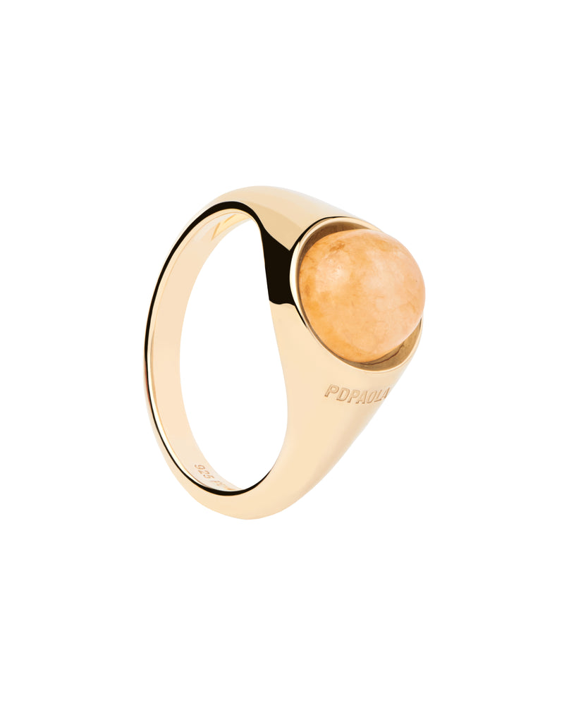 PDPAOLA Yellow Aventurine Moon Ring - Gold