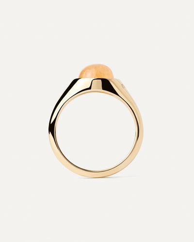 PDPAOLA Yellow Aventurine Moon Ring - Gold