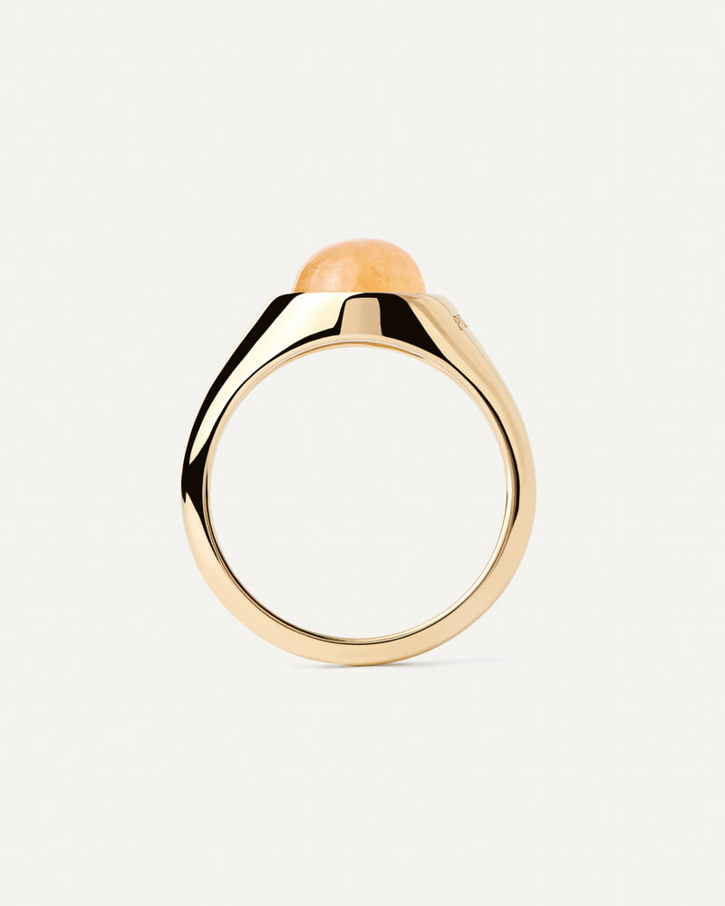 PDPAOLA Yellow Aventurine Moon Ring - Gold