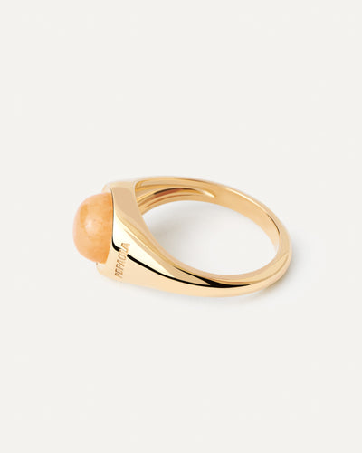 PDPAOLA Yellow Aventurine Moon Ring - Gold