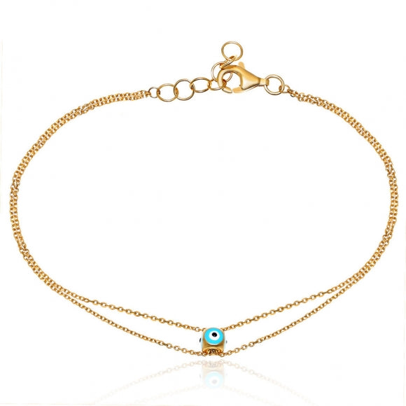 Gregio Bracelet W/ Cube Evil Eye- Gold