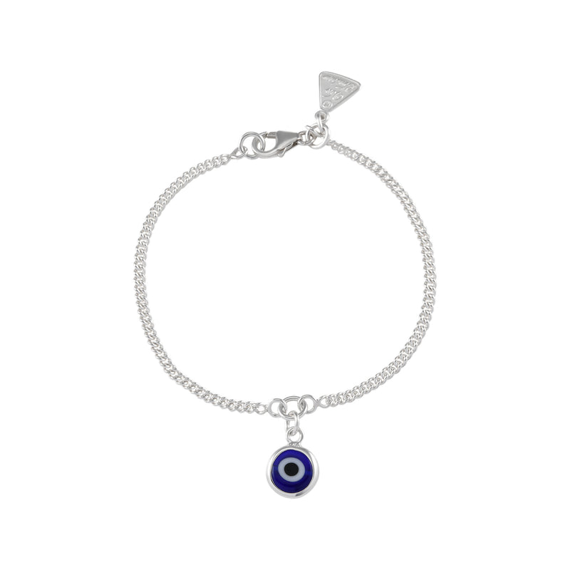 Von Treskow Ss Curb Chain Bracelet w/ 8mm Evil Eye - Silver