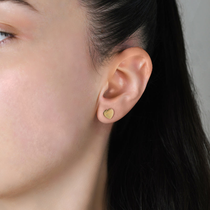 Von Treskow Yg Mini Flat Heart Studs - Gold