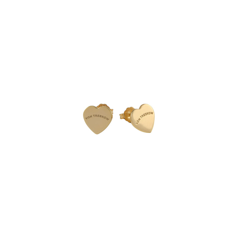 Von Treskow Yg Mini Flat Heart Studs - Gold