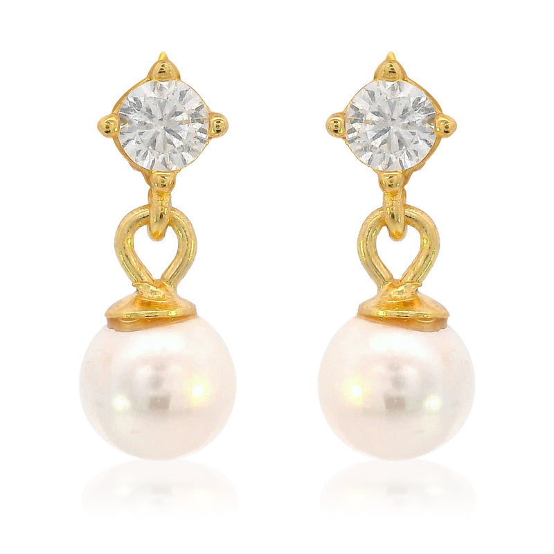 Georgini Adagio Touch of Sparkle Dangle Drop Pearl Earrings - Gold