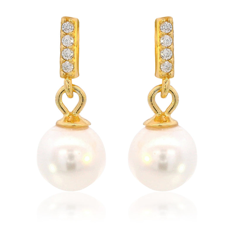 Georgini Adagio Effortless Glow Bar Dangle Pearl Earrings - Gold