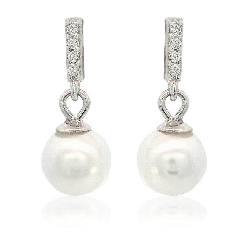 Georgini Adagio Effortless Glow Bar Dangle Pearl Earrings - Silver