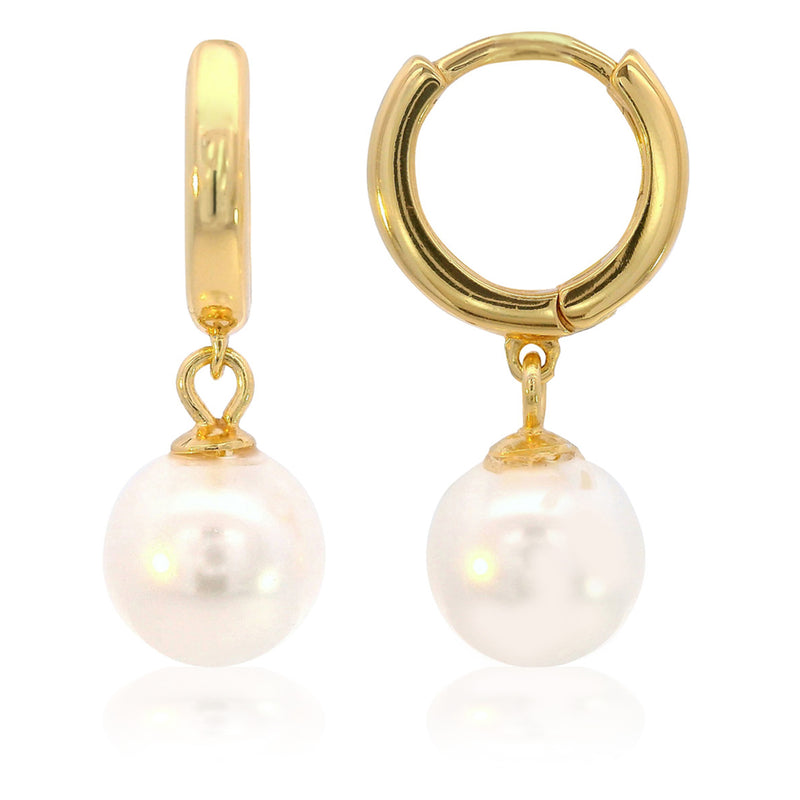 Georgini Adagio Nine-2-Five Pearl Hoop Earrings - Gold