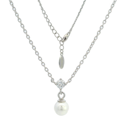 Georgini Adagio Touch of Sparkle Pearl Necklace - Silver