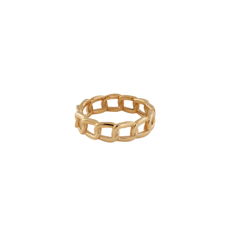 Von Treskow Yg Plated Hard Curb Chain Ring | Mocha Australia