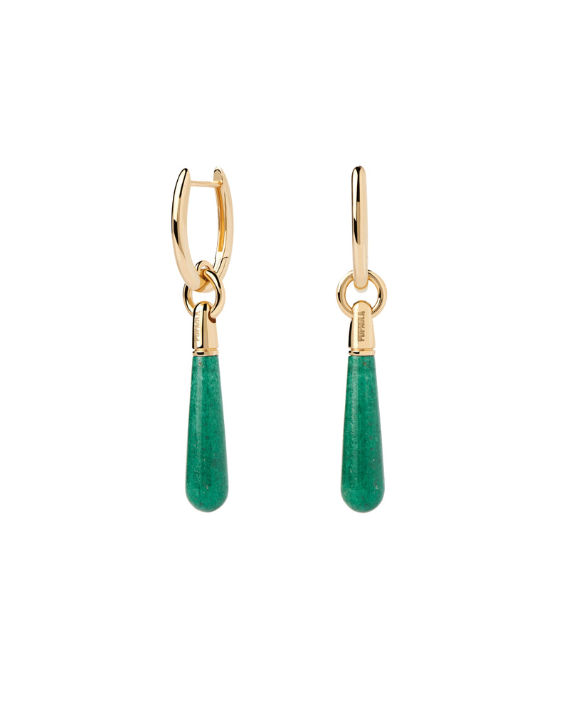 PDPAOLA Green Aventurine Large Jupiter Single Earring - Gold