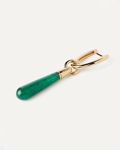 PDPAOLA Green Aventurine Large Jupiter Single Earring - Gold