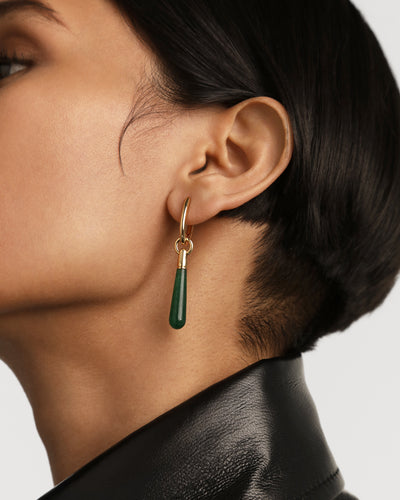 PDPAOLA Green Aventurine Large Jupiter Single Earring - Gold