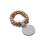 Von Treskow 2-Strand Stretchy Ring w/ Silver Coin - Rose Gold