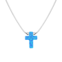 Mocha Sterling Silver Mini Cross Fine Necklace - Blue