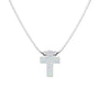 Mocha Sterling Silver Mini Cross Fine Necklace - White