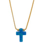 Mocha Sterling Silver Mini Cross Gold Fine Necklace - Blue