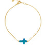 Mocha Sterling Silver Mini Cross Gold Fine Bracelet - Blue