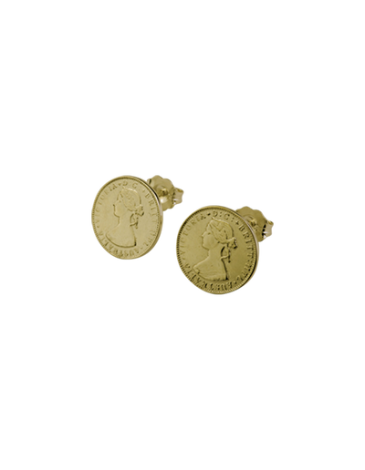 Von Treskow Mini Coin Studs w/ Australian Token - Gold | Mocha Australia