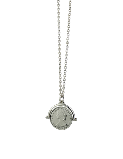 Von Treskow Name Chain Necklace w/ Australian Token Coin Spinner - Silver | Mocha Australia