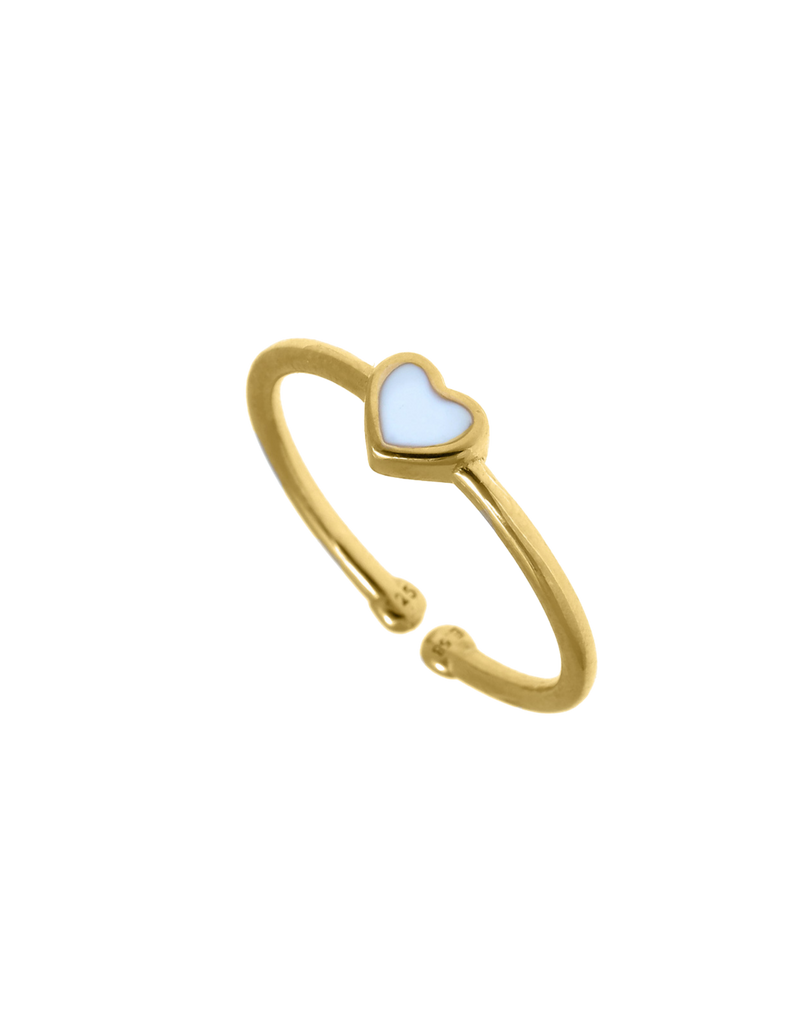 Gregio Tiny Shiny Adjustable Ring w/ Enamel Heart - Gold | Mocha Australia