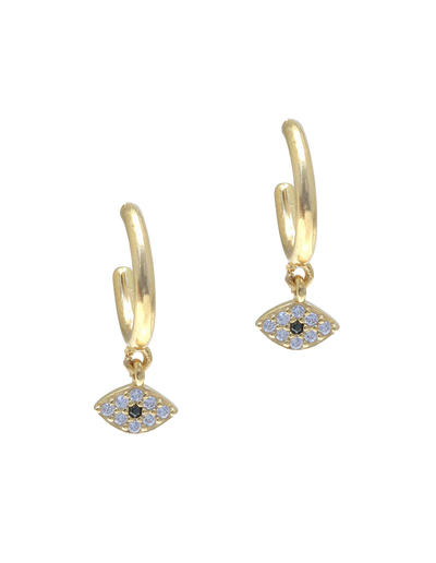 Gregio Tiny Shiny Evil Eye Earrings w/ Zirconia - Gold | Mocha Australia