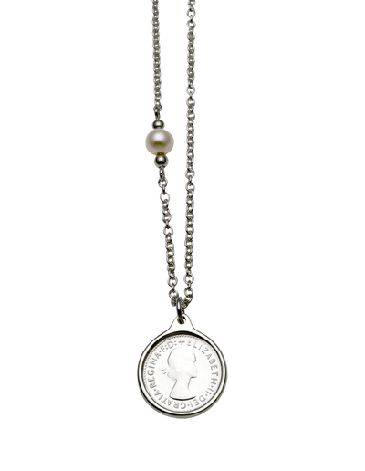 Von Treskow Threepence Coin Necklace w/ Pearl | Mocha Australia