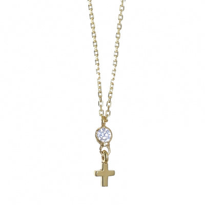 Gregio Tiny Shiny Necklace w/ Cross Pendant - Silver | Mocha Australia