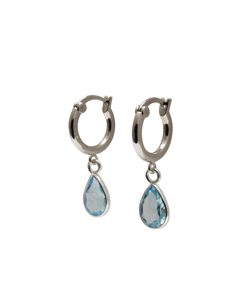 Von Treskow Fine Lever Hoop Earrings w/ Pear Shaped Blue Topaz | Mocha Australia