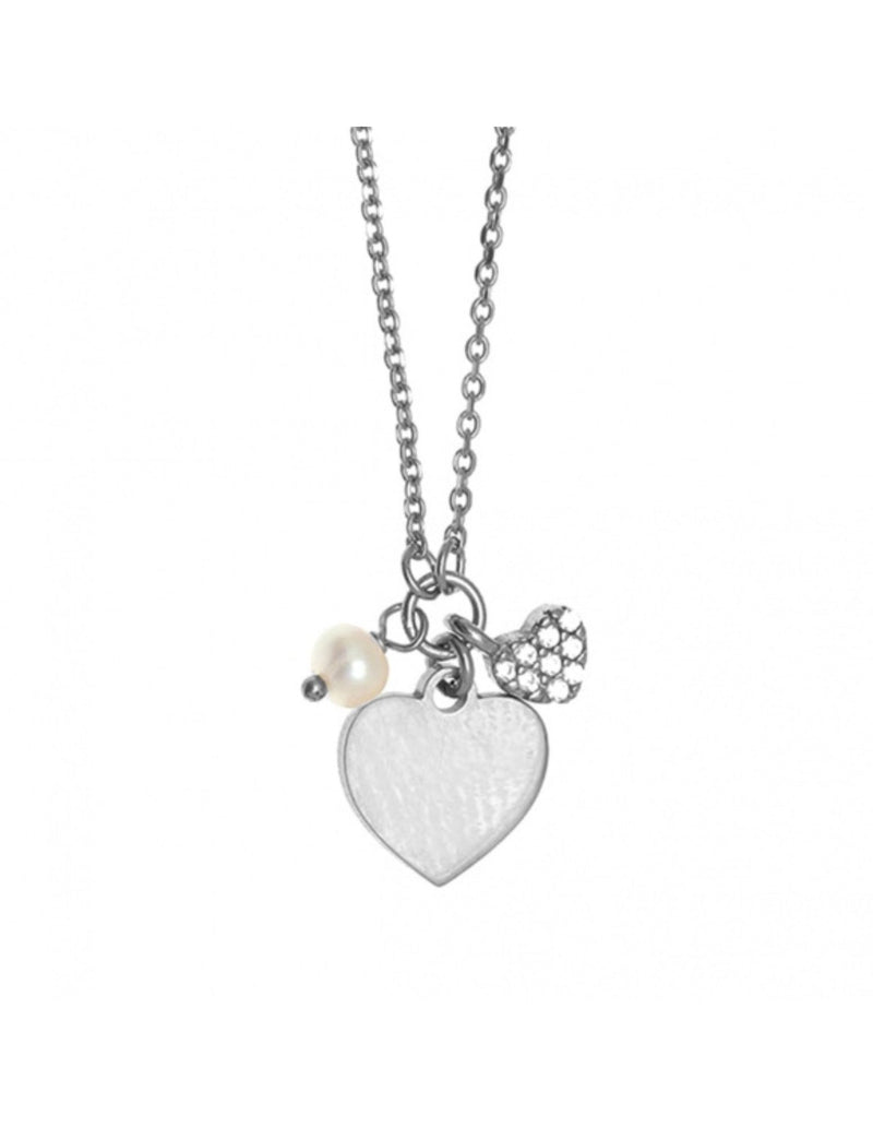 Gregio Tiny Shiny Necklace W/ Flat Heart & Pearl | Mocha Australia