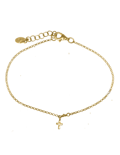 Gregio Tiny Shiny Bracelet w/ Cross Charm - Gold | Mocha Australia