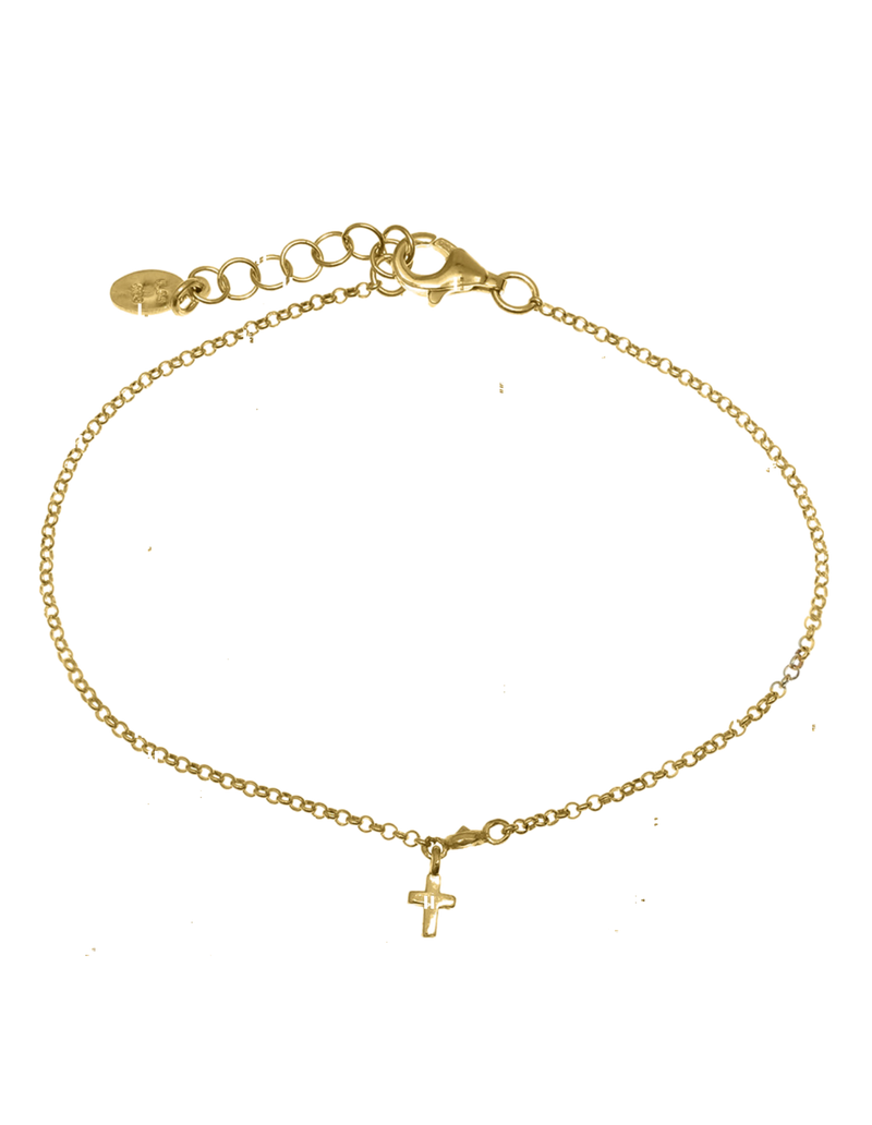 Gregio Tiny Shiny Bracelet w/ Cross Charm - Gold | Mocha Australia