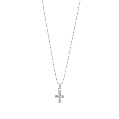 Von Treskow Fine Ball Chain Necklace w/ Puffy Cross - Silver | Mocha Australia